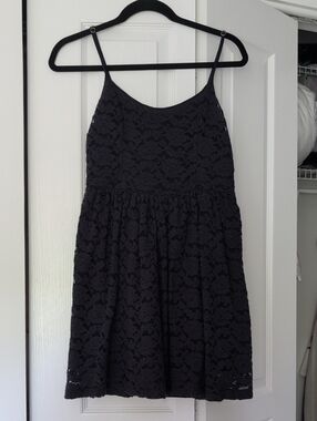 A&F Navy Lace Spaghetti-Strap Dress